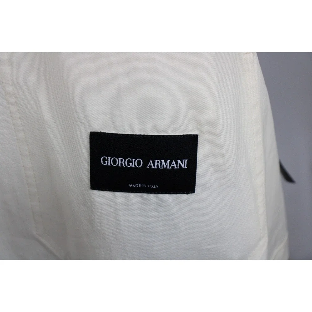 $5400 Giorgio Armani Patch Suit Jacket 50 R Slim Ivory Cotton Utility Blazer